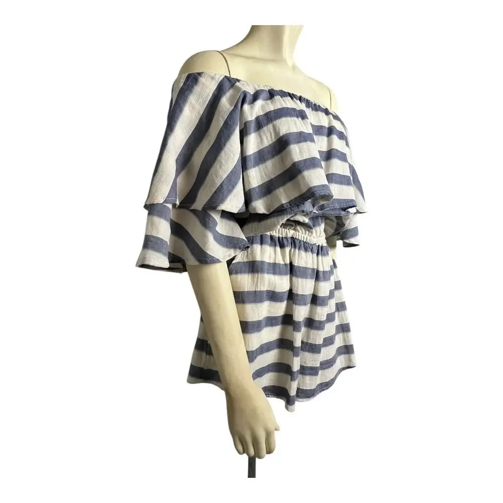 Boston Proper Nautical Breton Striped Romper Playsuit Beach Summer Cruise Vacay - Picture 2 of 6